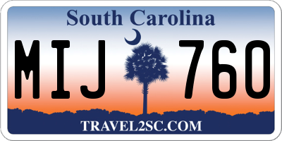 SC license plate MIJ760