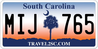 SC license plate MIJ765