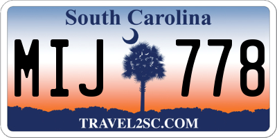 SC license plate MIJ778