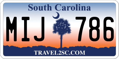 SC license plate MIJ786