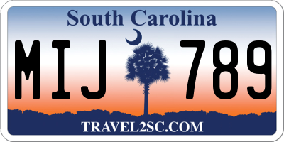 SC license plate MIJ789