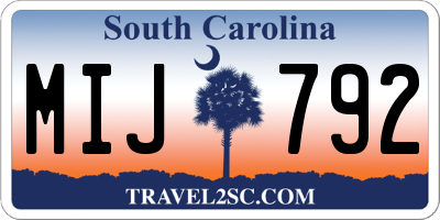 SC license plate MIJ792