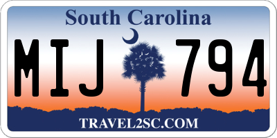 SC license plate MIJ794