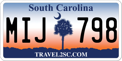 SC license plate MIJ798
