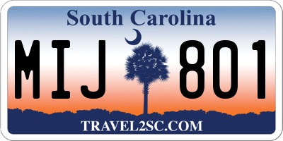 SC license plate MIJ801