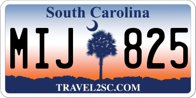 SC license plate MIJ825