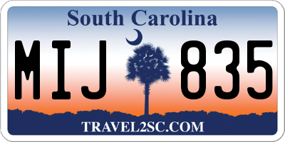 SC license plate MIJ835