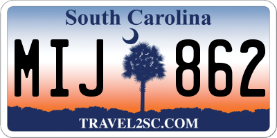 SC license plate MIJ862