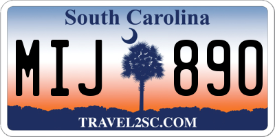 SC license plate MIJ890