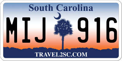 SC license plate MIJ916