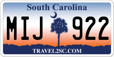 SC license plate MIJ922