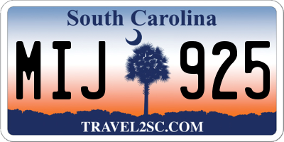 SC license plate MIJ925