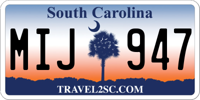 SC license plate MIJ947