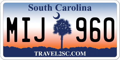 SC license plate MIJ960