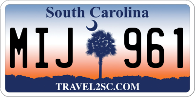 SC license plate MIJ961