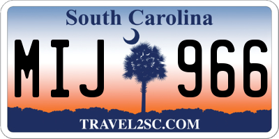 SC license plate MIJ966