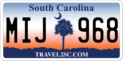 SC license plate MIJ968