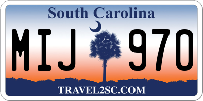SC license plate MIJ970