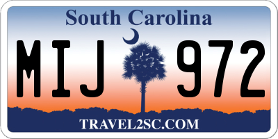 SC license plate MIJ972
