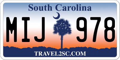 SC license plate MIJ978