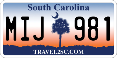SC license plate MIJ981
