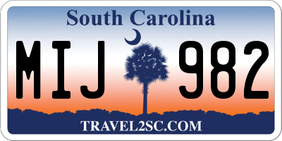 SC license plate MIJ982