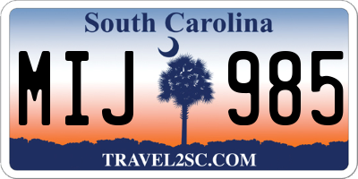 SC license plate MIJ985