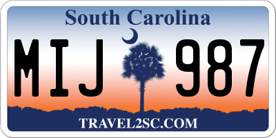 SC license plate MIJ987