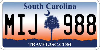 SC license plate MIJ988
