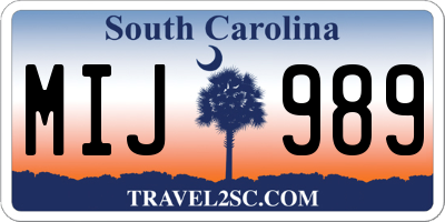 SC license plate MIJ989