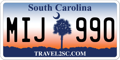 SC license plate MIJ990