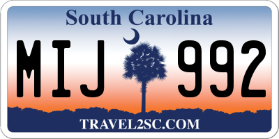 SC license plate MIJ992