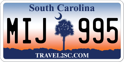 SC license plate MIJ995
