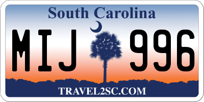 SC license plate MIJ996