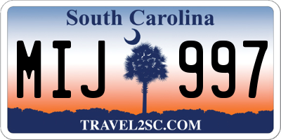 SC license plate MIJ997