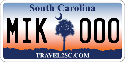 SC license plate MIK000