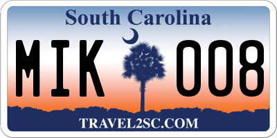 SC license plate MIK008