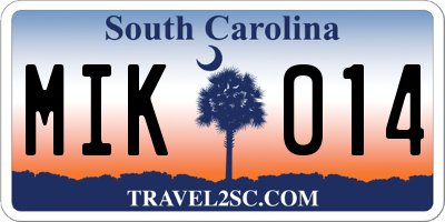 SC license plate MIK014