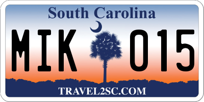 SC license plate MIK015