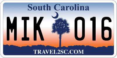 SC license plate MIK016
