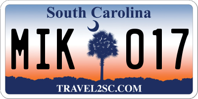 SC license plate MIK017