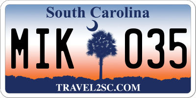 SC license plate MIK035