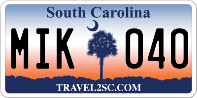 SC license plate MIK040