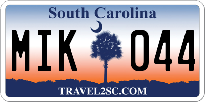 SC license plate MIK044