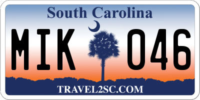SC license plate MIK046