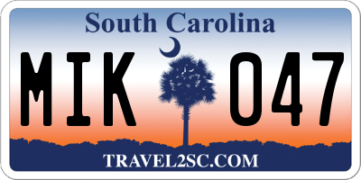 SC license plate MIK047