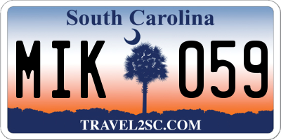 SC license plate MIK059