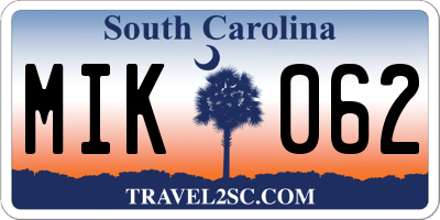 SC license plate MIK062