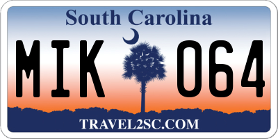 SC license plate MIK064
