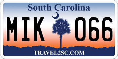SC license plate MIK066